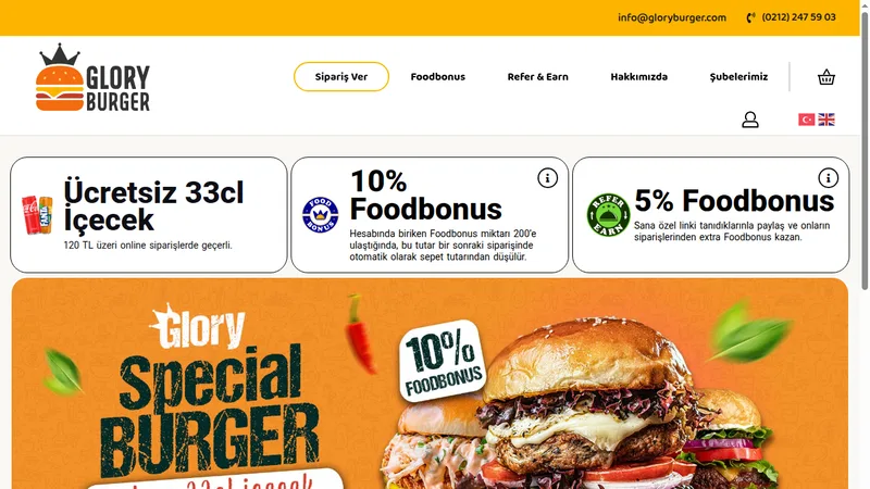 Glory Burger Website screenshot